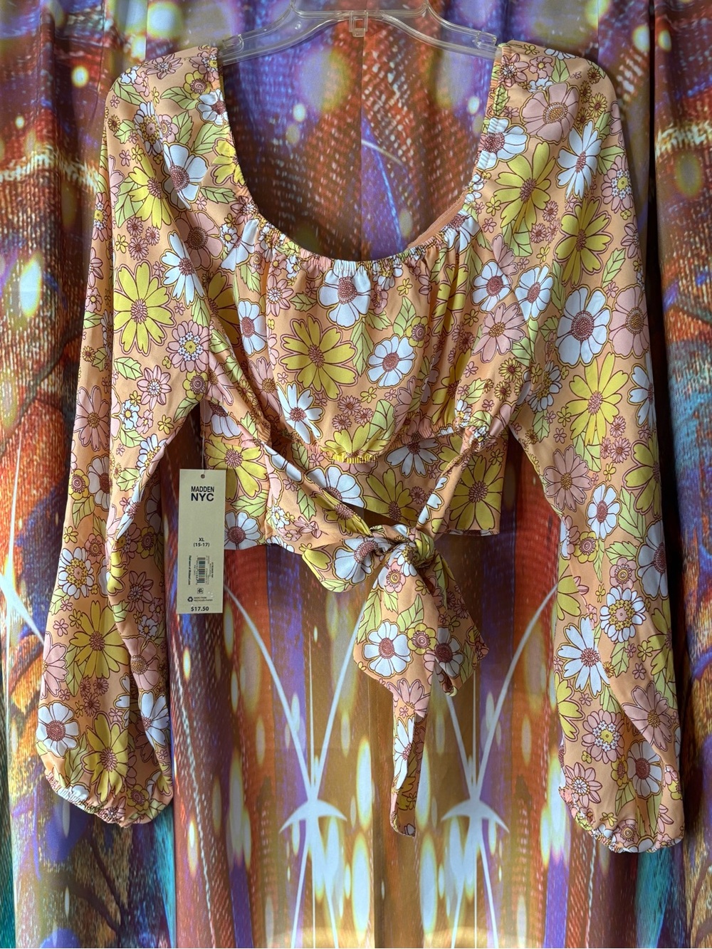Boho Floral Long Sleeve Tie Back Top ✨ NWT 🧡 - Picture 2 of 4